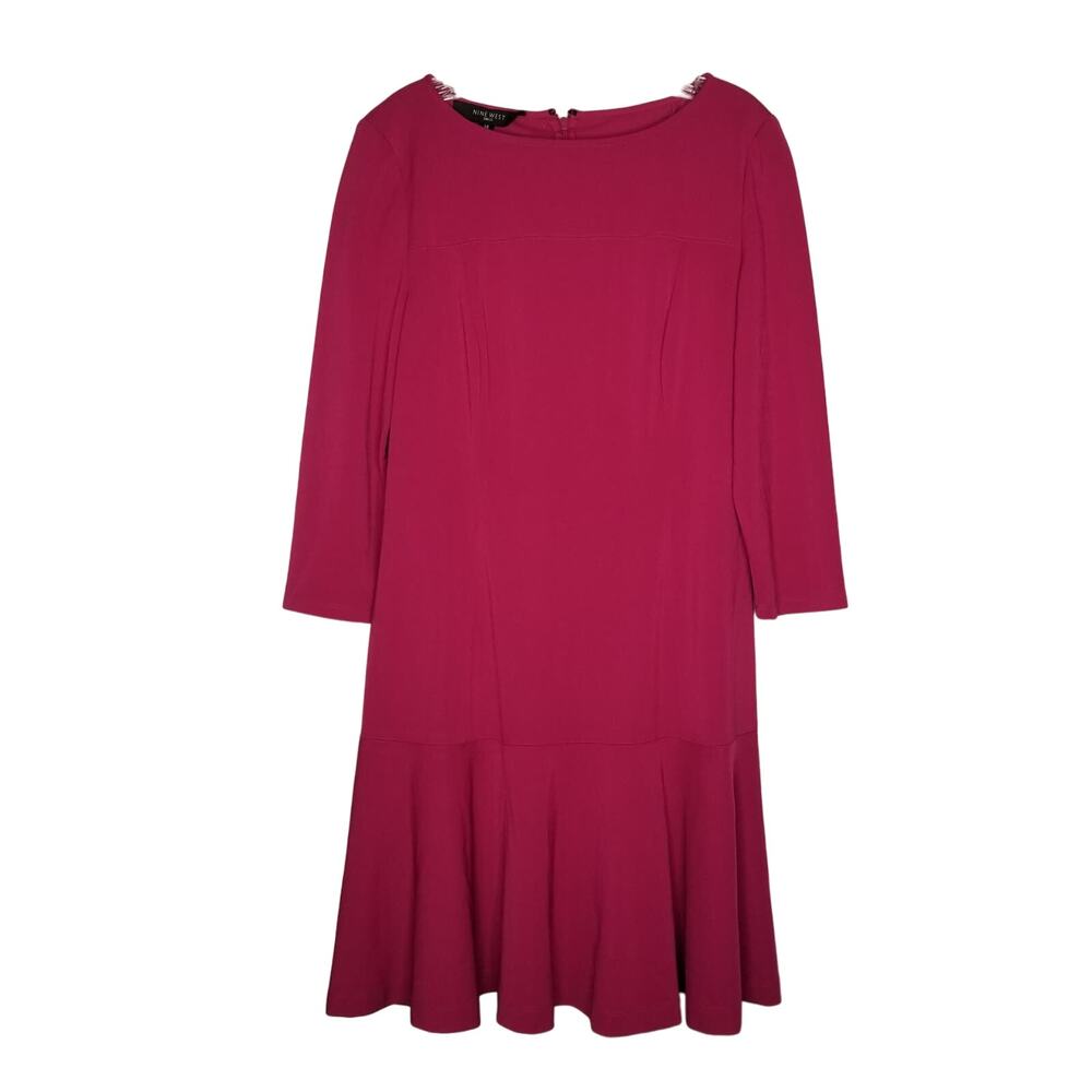 Nine West Women's Drop Waist Flounce Hem Dress, Size 14